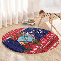 Guam Christmas Round Carpet Felis Nabidat Guaman Seal With Poinsettia LT05 - Polynesian Pride
