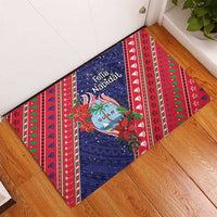 Guam Christmas Rubber Doormat Felis Nabidat Guaman Seal With Poinsettia LT05 - Polynesian Pride