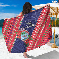 Guam Christmas Sarong Felis Nabidat Guaman Seal With Poinsettia LT05 One Size 44 x 66 inches Blue - Polynesian Pride