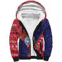 Guam Christmas Sherpa Hoodie Felis Nabidat Guaman Seal With Poinsettia LT05 Unisex Blue - Polynesian Pride