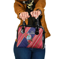Guam Christmas Shoulder Handbag Felis Nabidat Guaman Seal With Poinsettia LT05 One Size Blue - Polynesian Pride