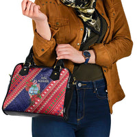 Guam Christmas Shoulder Handbag Felis Nabidat Guaman Seal With Poinsettia LT05 - Polynesian Pride