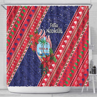 Guam Christmas Shower Curtain Felis Nabidat Guaman Seal With Poinsettia LT05 - Polynesian Pride