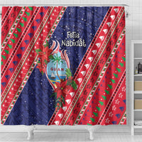 Guam Christmas Shower Curtain Felis Nabidat Guaman Seal With Poinsettia LT05 - Polynesian Pride