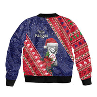 Guam Christmas Sleeve Zip Bomber Jacket Felis Nabidat Guaman Seal With Poinsettia LT05 - Polynesian Pride