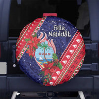 Guam Christmas Spare Tire Cover Felis Nabidat Guaman Seal With Poinsettia LT05 - Polynesian Pride