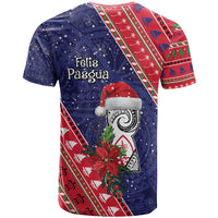 Guam Christmas T Shirt Felis Nabidat Guaman Seal With Poinsettia LT05 - Polynesian Pride