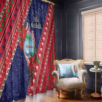 Guam Christmas Window Curtain Felis Nabidat Guaman Seal With Poinsettia LT05 - Polynesian Pride