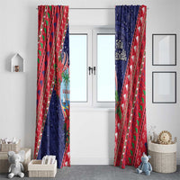 Guam Christmas Window Curtain Felis Nabidat Guaman Seal With Poinsettia LT05 - Polynesian Pride