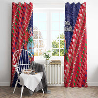 Guam Christmas Window Curtain Felis Nabidat Guaman Seal With Poinsettia LT05 - Polynesian Pride
