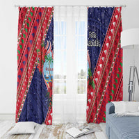 Guam Christmas Window Curtain Felis Nabidat Guaman Seal With Poinsettia LT05 - Polynesian Pride