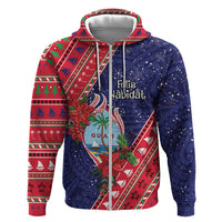 Guam Christmas Zip Hoodie Felis Nabidat Guaman Seal With Poinsettia LT05 Zip Hoodie Blue - Polynesian Pride