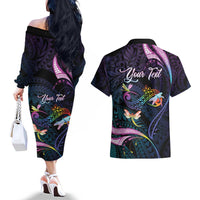 Personalised Polynesia Memorial Couples Matching Off The Shoulder Long Sleeve Dress and Hawaiian Shirt Always Remembered Dragonfly Polynesian Style LT05 - Polynesian Pride