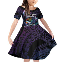 Personalised Polynesia Memorial Family Matching Off Shoulder Short Dress and Hawaiian Shirt Always Remembered Dragonfly Polynesian Style LT05 Daughter's Dress Colorful - Polynesian Pride
