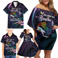 Personalised Polynesia Memorial Family Matching Off Shoulder Short Dress and Hawaiian Shirt Always Remembered Dragonfly Polynesian Style LT05 - Polynesian Pride