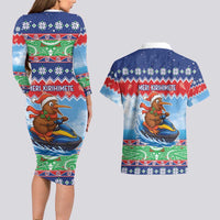New Zealand Christmas Couples Matching Long Sleeve Bodycon Dress and Hawaiian Shirt Funny Jet Ride Kiwi Xmas LT05 - Polynesian Pride