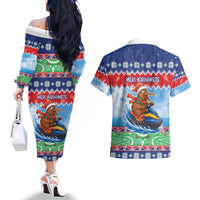 New Zealand Christmas Couples Matching Off The Shoulder Long Sleeve Dress and Hawaiian Shirt Funny Jet Ride Kiwi Xmas LT05 - Polynesian Pride