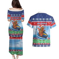 New Zealand Christmas Couples Matching Puletasi and Hawaiian Shirt Funny Jet Ride Kiwi Xmas LT05 - Polynesian Pride