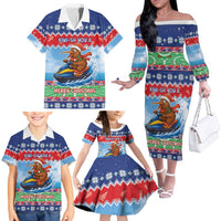 New Zealand Christmas Family Matching Off The Shoulder Long Sleeve Dress and Hawaiian Shirt Funny Jet Ride Kiwi Xmas LT05 - Polynesian Pride