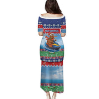 New Zealand Christmas Family Matching Puletasi and Hawaiian Shirt Funny Jet Ride Kiwi Xmas LT05 - Polynesian Pride