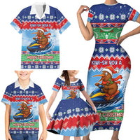 New Zealand Christmas Family Matching Short Sleeve Bodycon Dress and Hawaiian Shirt Funny Jet Ride Kiwi Xmas LT05 - Polynesian Pride