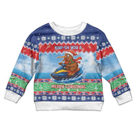 New Zealand Christmas Kid Ugly Christmas Sweater Funny Jet Ride Kiwi Xmas LT05 Kid Blue - Polynesian Pride