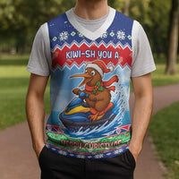 New Zealand Christmas Knitted V-Neck Vest Funny Jet Ride Kiwi Xmas LT05 - Polynesian Pride