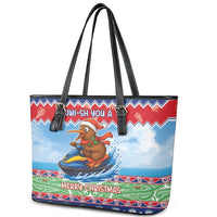 New Zealand Christmas Leather Tote Bag Funny Jet Ride Kiwi Xmas LT05 - Polynesian Pride