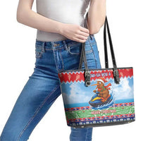 New Zealand Christmas Leather Tote Bag Funny Jet Ride Kiwi Xmas LT05 - Polynesian Pride