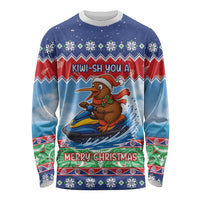 New Zealand Christmas Long Sleeve Shirt Funny Jet Ride Kiwi Xmas LT05 Unisex Blue - Polynesian Pride