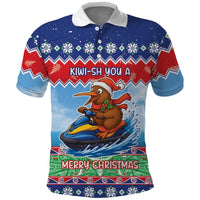 New Zealand Christmas Polo Shirt Funny Jet Ride Kiwi Xmas LT05 Blue - Polynesian Pride