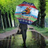 New Zealand Christmas Umbrella Funny Jet Ride Kiwi Xmas - Polynesian Pride
