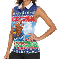 New Zealand Christmas Women Sleeveless Polo Shirt Funny Jet Ride Kiwi Xmas LT05 - Polynesian Pride