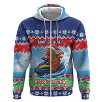 New Zealand Christmas Zip Hoodie Funny Jet Ride Kiwi Xmas LT05 Zip Hoodie Blue - Polynesian Pride
