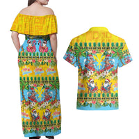 Hawaii Christmas Couples Matching Off Shoulder Maxi Dress and Hawaiian Shirt Mele Kalikimaka Tropical Vibes LT05 - Polynesian Pride