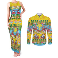 Hawaii Christmas Couples Matching Tank Maxi Dress and Long Sleeve Button Shirt Mele Kalikimaka Tropical Vibes LT05 Colorful - Polynesian Pride