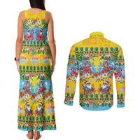 Hawaii Christmas Couples Matching Tank Maxi Dress and Long Sleeve Button Shirt Mele Kalikimaka Tropical Vibes LT05 - Polynesian Pride