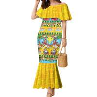 Hawaii Christmas Family Matching Mermaid Dress and Hawaiian Shirt Mele Kalikimaka Tropical Vibes LT05 Mom's Dress Colorful - Polynesian Pride