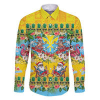 Hawaii Christmas Family Matching Short Sleeve Bodycon Dress and Hawaiian Shirt Mele Kalikimaka Tropical Vibes LT05 Dad's Shirt - Long Sleeve Colorful - Polynesian Pride