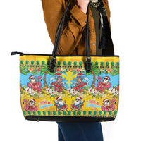 Hawaii Christmas Leather Tote Bag Mele Kalikimaka Tropical Vibes - Polynesian Pride
