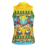 Hawaii Christmas Women Sleeveless Polo Shirt Mele Kalikimaka Tropical Vibes LT05 - Polynesian Pride