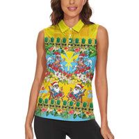 Hawaii Christmas Women Sleeveless Polo Shirt Mele Kalikimaka Tropical Vibes LT05 - Polynesian Pride