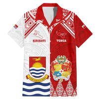 Personalised Tonga And Kiribati Family Matching Mermaid Dress and Hawaiian Shirt Coat Of Arms Polynesian Pattern LT05 Dad's Shirt - Short Sleeve Red - Polynesian Pride