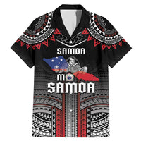 Personalised Samoa Black Saturday Family Matching Mermaid Dress and Hawaiian Shirt Samoan Warrior Tribal Pattern LT05 Dad's Shirt - Short Sleeve Black - Polynesian Pride