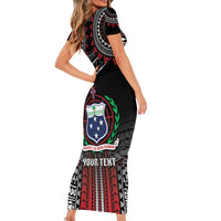 Personalised Samoa Black Saturday Family Matching Short Sleeve Bodycon Dress and Hawaiian Shirt Samoan Warrior Tribal Pattern LT05 - Polynesian Pride