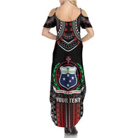 Personalised Samoa Black Saturday Family Matching Summer Maxi Dress and Hawaiian Shirt Samoan Warrior Tribal Pattern LT05 - Polynesian Pride