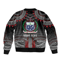 Personalised Samoa Black Saturday Sleeve Zip Bomber Jacket Samoan Warrior Tribal Pattern