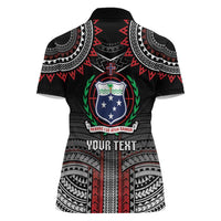 Personalised Samoa Black Saturday Women Polo Shirt Samoan Warrior Tribal Pattern