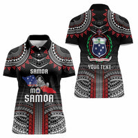 Personalised Samoa Black Saturday Women Polo Shirt Samoan Warrior Tribal Pattern