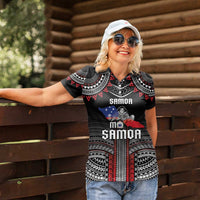 Personalised Samoa Black Saturday Women Polo Shirt Samoan Warrior Tribal Pattern